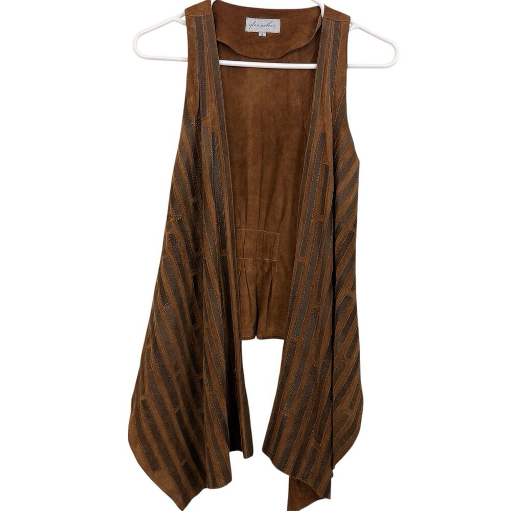 Glen Arthur Suede Leather Vest Women’s Sz 4 Brown Boho Western Festival Hippie